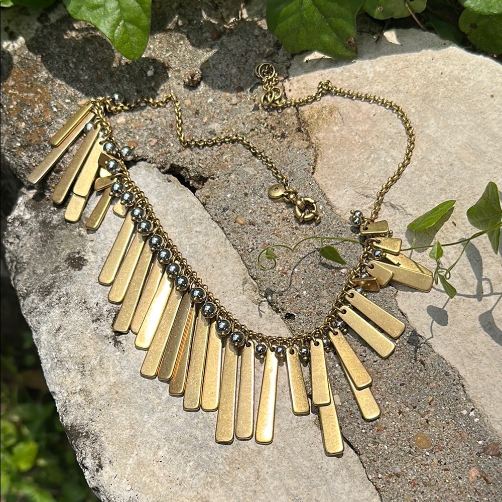 J. Crew Asymmetrical Fringe Necklace